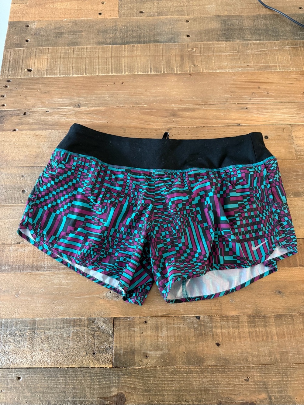 Nike Women's Running Shorts with Teal & Purple Geometric Print